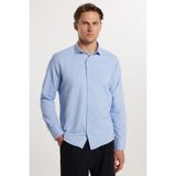 Tudors Modern Slim Fit Pamuklu Kolay Ütü Armürlü Erkek Gömlek,Mavi M 2007004322440