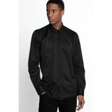 Tudors Modern Slim Fit Pamuklu Kolay Ütü Armürlü Erkek Gömlek,Siyah2 M