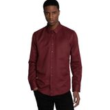 TUDORS Modern Slim Fit Pamuklu Kolay Ütü Armürlü Gömlek, XL, MD220010-359, Bordo, Erkek