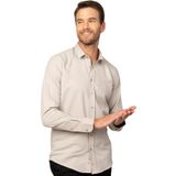 TUDORS Modern Slim Fit Pamuklu Kolay Ütü Armürlü Gömlek, XXL, MD220010-359, Bej, Erkek