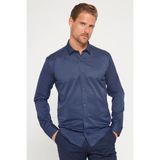 Tudors Modern Slim Fit Pamuklu Kolay Ütü Armürlü Lacivert Erkek Gömlek