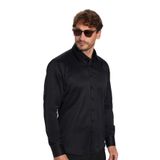 Tudors Modern Slim Fit Uzun Kollu Düz Erkek Siyah Gömlek - XL