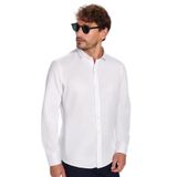Tudors Modern Slim Fit Uzun Kollu Düz Saten Pamuklu Erkek Beyaz Gömlek - 2XL