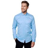 Tudors Modern Slim Fit Uzun Kollu Düz Saten Pamuklu Erkek Mavi Gömlek,Mavi2 Xl