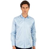TUDORS Modern Slim Fit Uzun Kollu Düz Saten Pamuklu Gömlek, S, MD220005-169, Mavi, Erkek