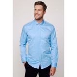 TUDORS Modern Slim Fit Uzun Kollu Düz Saten Pamuklu Gömlek, XL, MD220005-169, Mavi, Erkek