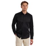 TUDORS Modern Slim Fit Uzun Kollu Düz Saten Pamuklu Gömlek, XL, MD220005-169, Siyah, Erkek
