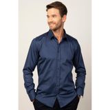 TUDORS Modern Slim Fit Uzun Kollu Pamuk Saten Premium Gömlek, L, MD220002-LC1, Lacivert, Erkek