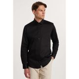 TUDORS Modern Slim Fit Uzun Kollu Pamuk Saten Premium Gömlek, XXL, MD220002-02, Siyah, Erkek