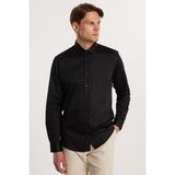Tudors Modern Slim Fit Uzun Kollu Pamuk Saten Premium Seri Erkek Siyah Gömlek - 2XL