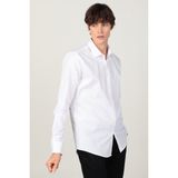 Tudors Modern Slim Fit Uzun Kollu Pamuklu Kolay Ütü Armürlü Beyaz Erkek Gömlek - 2XL