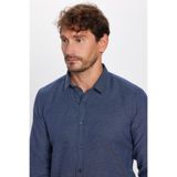 TUDORS Modern Slim Fit Uzun Kollu Pamuklu Kolay Ütü Armürlü Gömlek, S, MD17004-451-1, Lacivert, Erkek