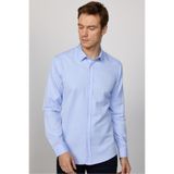TUDORS Modern Slim Fit Uzun Kollu Pamuklu Kolay Ütü Armürlü Gömlek, S, MD17004-533, Mavi, Erkek