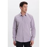 Tudors Modern Slim Fit Uzun Kollu Pamuklu Kolay Ütü Armürlü Gül Kurusu Erkek Gömlek - XL