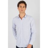Tudors Modern Slim Fit Uzun Kollu Pamuklu Kolay Ütü Armürlü Mavi Erkek Gömlek - 2XL