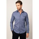 TUDORS Modern Slim Fit Uzun Kollu Pamuklu Kolay Ütü Armürlü Mavi Gömlek, XXL, DR17124-330, Lacivert, Erkek