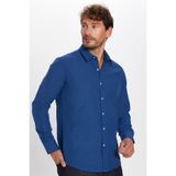 TUDORS Modern Slim Fit Uzun Kollu Pamuklu Kolay Ütü Armürlü Sax Mavi Gömlek, XL, MD220004-806, Sax Mavi, Erkek