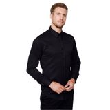 Tudors Modern Slim Fit Uzun Kollu Pamuklu Kolay Ütü Armürlü Siyah Erkek Gömlek - 2XL