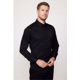 Tudors Modern Slim Fit Uzun Kollu Pamuklu Kolay Ütü Armürlü Siyah Erkek Gömlek
