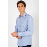 Tudors Modern Slim Fit Uzun Kollu Pamuklu Kolay Ütü Erkek Mavi Gömlek