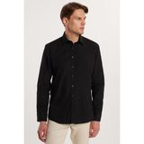 Tudors Modern Slim Fit Uzun Kollu Pamuklu Kolay Ütü Erkek Siyah Gömlek - 2XL