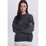 TUDORS Oversize Bisiklet Yaka Kazak, S, Oversize Geniş Kesim Bisiklet Yaka, Antrasit, Kadın
