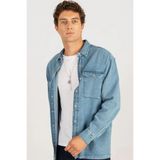TUDORS Oversize Denim Kot Ceket, M, OS220021-651, Mavi, Erkek