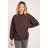 TUDORS Oversize Geniş Kesim Pamuklu 3 İplik Bisiklet Yaka Sweatshirt, Tek Beden, SW250034, Kahverengi, kadın
