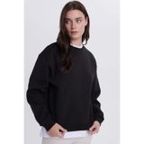 TUDORS Oversize Geniş Kesim Pamuklu Bisiklet Yaka Sweatshirt, L, SW250023, Siyah, kadın