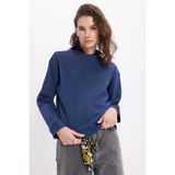 TUDORS Oversize Geniş Kesim Pamuklu Bisiklet Yaka Sweatshirt, M, SW250023, Lacivert, kadın