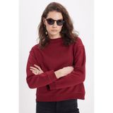 TUDORS Oversize Geniş Kesim Pamuklu Bisiklet Yaka Sweatshirt, XL, SW250023, Bordo, kadın