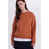 TUDORS Oversize Geniş Kesim Pamuklu Bisiklet Yaka Sweatshirt, XL, SW250023, Kiremit, kadın