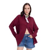 TUDORS Oversize Geniş Kesim%100 Pamuk Müslin Kumaş Uzun Kollu Cepli Gömlek, L, BYGM2551, Bordo, Kadın