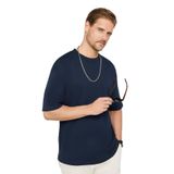 TUDORS Oversize Geniş Kesim%100 Pamuk Yumuşak Dokulu Basic Bisiklet Yaka Tişört, M, TS240021-11, Lacivert, Erkek