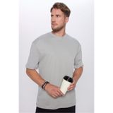 TUDORS Oversize Geniş Kesim%100 Pamuk Yumuşak Dokulu Basic Bisiklet Yaka Tişört, XL, TS240021-11, Gri, Erkek