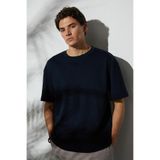 TUDORS Oversize Geniş Kesim%100 Pamuk Yumuşak Dokulu Basic Bisiklet Yaka Tişört, XL, TS240021-11, Lacivert, Erkek