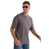 TUDORS Oversize Geniş Kesim%100 Pamuk Yumuşak Dokulu Basic Bisiklet Yaka Tişört, XL, TS240021-SPH, Füme, Erkek