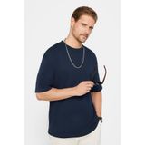 TUDORS Oversize Geniş Kesim%100 Pamuk Yumuşak Dokulu Basic Bisiklet Yaka Tişört, XXL, TS240021-11, Lacivert, Erkek