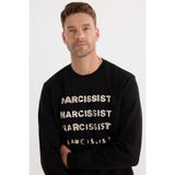 TUDORS Oversize Sweatshirt Bisklet Yaka İçi Polarlı Baskılı, XL, SW250008, Siyah, erkek
