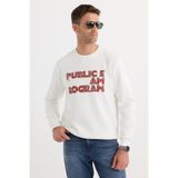 TUDORS Oversize Sweatshirt İçi Polarlı Baskılı, L, SW250009, Beyaz, erkek