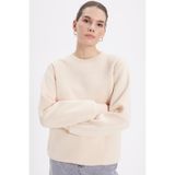 TUDORS Oversize Sweatshirt Pamuklu İçi Polarlı Bisiklet Yaka, M, SW250032-19, Bej, kadın