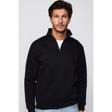 Tudors Pamuklu Dik Yaka Fermuarlı Siyah Unisex Sweatshirt - 2XL