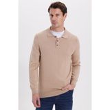 TUDORS Polo Yaka Pamuklu Kazak, L, Polo Yaka Kazak, Taş, Erkek