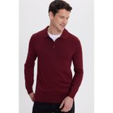 TUDORS Polo Yaka Pamuklu Kazak, XL, Standart Fit Normal Kesim Polo Yaka, Bordo, Erkek