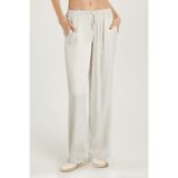 TUDORS Regular Fit Beli Lastikli Bağlamalı Saten Palazzo Geniş Paça Pantolon, 36, KDN25084, Gri, Kadın