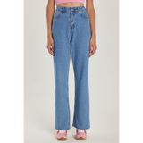 Tudors Regular Fit Cepli Geniş Paça Jean Kot Pantolon, 34, KDN25245, Mavi, Kadın
