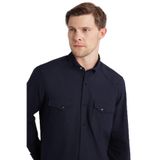 TUDORS Regular Fit Çift Cepli Spor Yaka Denim Gömlek, L, RG250012, Lacivert, Erkek