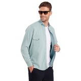 TUDORS Regular Fit Çift Cepli Spor Yaka Denim Gömlek, L, RG250012, Mint, Erkek