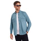 TUDORS Regular Fit Çift Cepli Spor Yaka Denim Gömlek, XL, RG250012, Petrol, Erkek