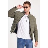 TUDORS Regular Fit Dik Yaka Şişme Mont, XL, Regular Fit Dik Yaka Şişme Mont, Haki, Erkek